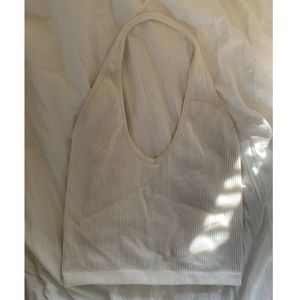 White halter crop top